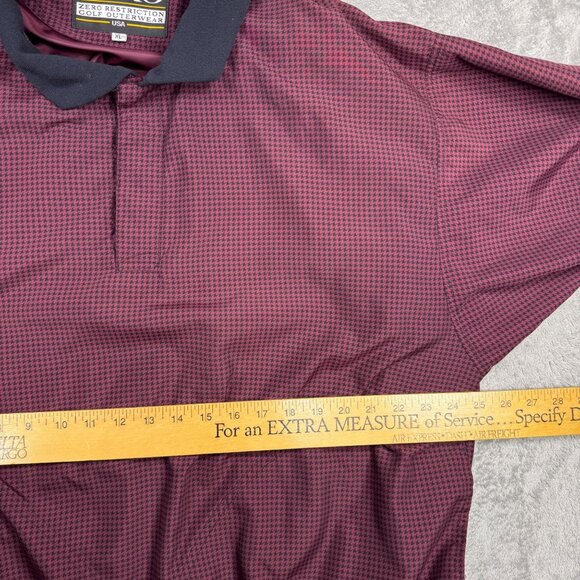 Vintage Zero Restriction Golf Outerwear Houndstooth Windbreaker Jacket Burgundy - Picture 8 of 8